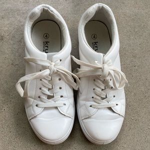 White Faux Leather Sneakers